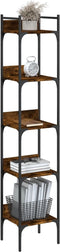 vidaXL - Boekenkast - 5-laags - 35x30x174 - cm - bewerkt - hout - gerookt - eikenkleur