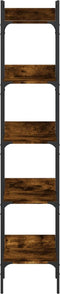 vidaXL - Boekenkast - 5-laags - 35x30x174 - cm - bewerkt - hout - gerookt - eikenkleur