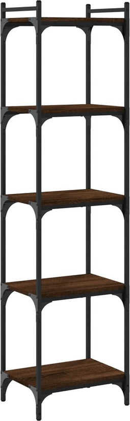 vidaXL - Boekenkast - 5-laags - 40x30x154 - cm - bewerkt - hout - bruin - eikenkleur