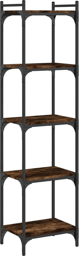 vidaXL - Boekenkast - 5-laags - 40x30x154 - cm - bewerkt - hout - gerookt - eikenkleur