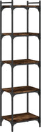 vidaXL - Boekenkast - 5-laags - 40x30x154 - cm - bewerkt - hout - gerookt - eikenkleur