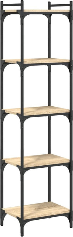 vidaXL - Boekenkast - 5-laags - 40x30x154 - cm - bewerkt - hout - sonoma - eikenkleur