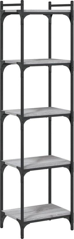 vidaXL - Boekenkast - 5-laags - 40x30x154 - cm - bewerkt - hout - grijs - sonoma - eiken
