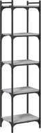 vidaXL - Boekenkast - 5-laags - 40x30x154 - cm - bewerkt - hout - grijs - sonoma - eiken