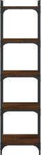 vidaXL - Boekenkast - 5-laags - 40x30x154 - cm - bewerkt - hout - bruin - eikenkleur