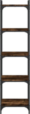 vidaXL - Boekenkast - 5-laags - 40x30x154 - cm - bewerkt - hout - gerookt - eikenkleur