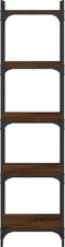 vidaXL - Boekenkast - 5-laags - 40x30x154 - cm - bewerkt - hout - bruin - eikenkleur