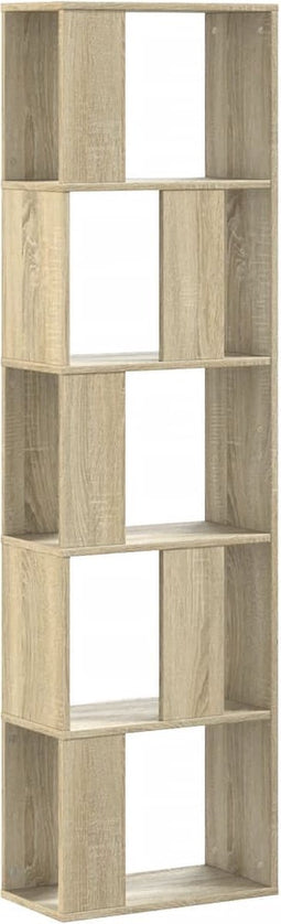 vidaXL - Boekenkast - 5-laags - 45x23,5x162,5 - cm - bewerkt - hout - sonoma - eiken