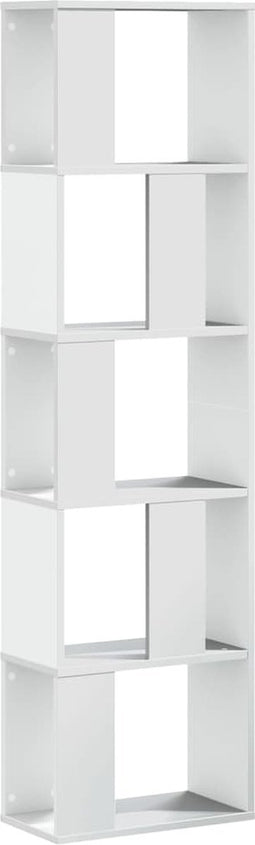 vidaXL - Boekenkast - 5-laags - 45x23,5x162,5 - cm - bewerkt - hout - wit