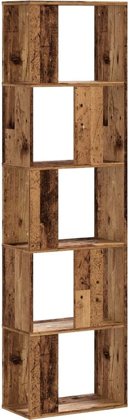 vidaXL - Boekenkast - 5-laags - 45x23,5x162,5 - cm - bewerkt - hout - oud - hout