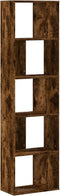 vidaXL - Boekenkast - 5-laags - 45x23,5x162,5 - cm - bewerkt - hout - gerookt - eiken