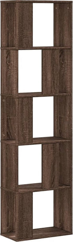 vidaXL - Boekenkast - 5-laags - 45x23,5x162,5 - cm - hout - bruin - eikenkleurig