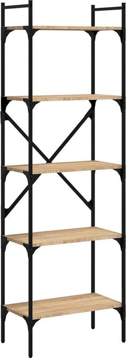 vidaXL - Boekenkast - 5-laags - 56x31,5x174 - cm - bewerkt - hout - sonoma - eiken