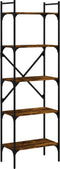 vidaXL - Boekenkast - 5-laags - 56x31,5x174 - cm - bewerkt - hout - gerookt - eiken