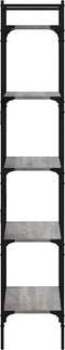 vidaXL - Boekenkast - 5-laags - 56x31,5x174 - cm - bewerkt - hout - grijs - sonoma