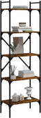 vidaXL - Boekenkast - 5-laags - 56x31,5x174 - cm - bewerkt - hout - gerookt - eiken