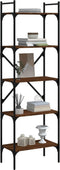 vidaXL - Boekenkast - 5-laags - 56x31,5x174 - cm - bewerkt - hout - bruin - eikenkleur