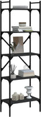 vidaXL - Boekenkast - 5-laags - 56x31,5x174 - cm - bewerkt - hout - zwart