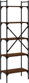 vidaXL - Boekenkast - 5-laags - 56x31,5x174 - cm - bewerkt - hout - bruin - eikenkleur