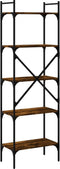 vidaXL - Boekenkast - 5-laags - 56x31,5x174 - cm - bewerkt - hout - gerookt - eiken