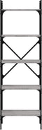 vidaXL - Boekenkast - 5-laags - 56x31,5x174 - cm - bewerkt - hout - grijs - sonoma