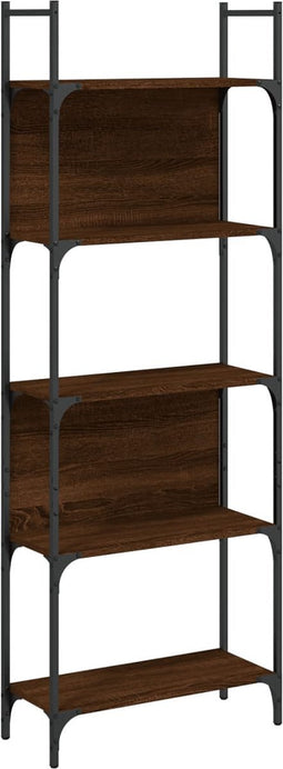 vidaXL - Boekenkast - 5-laags - 60,5x24x166,5 - cm - bewerkt - hout - bruineiken
