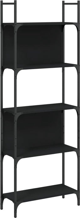 vidaXL - Boekenkast - 5-laags - 60,5x24x166,5 - cm - bewerkt - hout - zwart