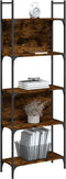 vidaXL - Boekenkast - 5-laags - 60,5x24x166,5 - cm - bewerkt - hout - gerookt - eiken
