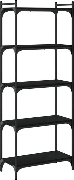 vidaXL - Boekenkast - 5-laags - 60x30x154 - cm - bewerkt - hout - zwart