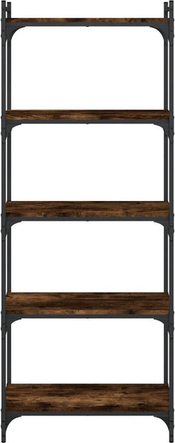vidaXL - Boekenkast - 5-laags - 60x30x154 - cm - bewerkt - hout - gerookt - eikenkleur