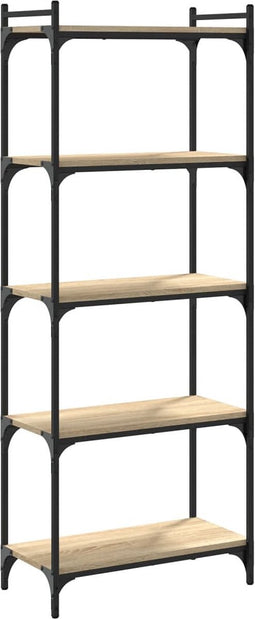 vidaXL - Boekenkast - 5-laags - 60x30x154 - cm - bewerkt - hout - sonoma - eikenkleur