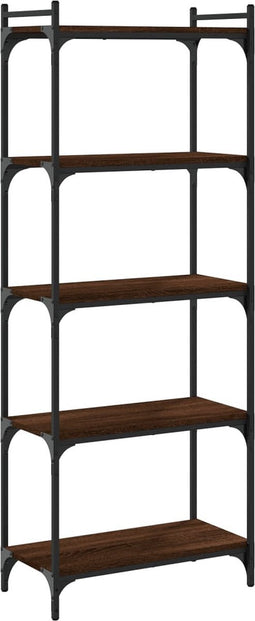 vidaXL - Boekenkast - 5-laags - 60x30x154 - cm - bewerkt - hout - bruin - eikenkleur