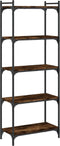 vidaXL - Boekenkast - 5-laags - 60x30x154 - cm - bewerkt - hout - gerookt - eikenkleur