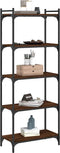 vidaXL - Boekenkast - 5-laags - 60x30x154 - cm - bewerkt - hout - bruin - eikenkleur