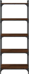 vidaXL - Boekenkast - 5-laags - 60x30x154 - cm - bewerkt - hout - bruin - eikenkleur