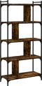 vidaXL - Boekenkast - 5-laags - 76x32x158 - cm - bewerkt - hout - gerookt - eikenkleur
