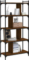 vidaXL - Boekenkast - 5-laags - 76x32x158 - cm - bewerkt - hout - bruin - eikenkleur