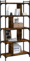 vidaXL - Boekenkast - 5-laags - 76x32x158 - cm - bewerkt - hout - gerookt - eikenkleur