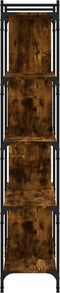 vidaXL - Boekenkast - 5-laags - 76x32x158 - cm - bewerkt - hout - gerookt - eikenkleur