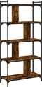 vidaXL - Boekenkast - 5-laags - 76x32x158 - cm - bewerkt - hout - gerookt - eikenkleur