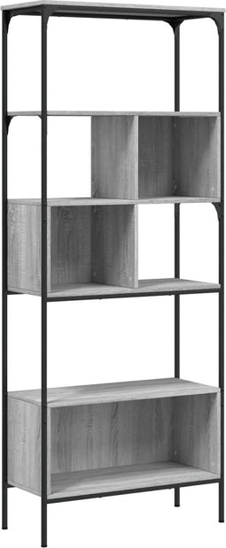 vidaXL - Boekenkast - 5-laags - 76x33x188,5 - cm - bewerkt - hout - grijs - sonoma