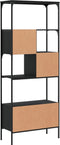 vidaXL - Boekenkast - 5-laags - 76x33x188,5 - cm - bewerkt - hout - zwart