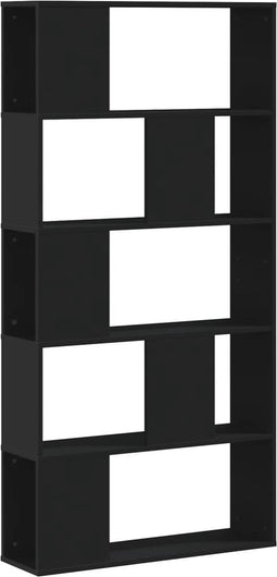 vidaXL - Boekenkast - 5-laags - 80,5x23,5x162,5 - cm - bewerkt - hout - zwart