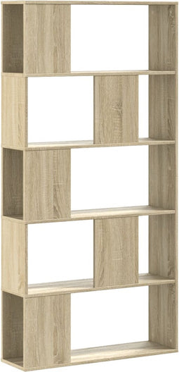 vidaXL - Boekenkast - 5-laags - 80,5x23,5x162,5 - cm - bewerkt - hout - sonoma - eiken