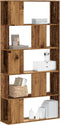 vidaXL - Boekenkast - 5-laags - 80,5x23,5x162,5 - cm - bewerkt - hout - oud - hout