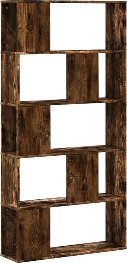 vidaXL - Boekenkast - 5-laags - 80,5x23,5x162,5 - cm - hout - gerookt - eikenkleurig