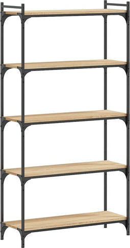 vidaXL - Boekenkast - 5-laags - 80x30x154 - cm - bewerkt - hout - sonoma - eikenkleur