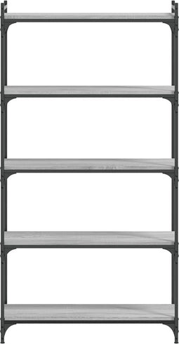 vidaXL - Boekenkast - 5-laags - 80x30x154 - cm - bewerkt - hout - grijs - sonoma - eiken