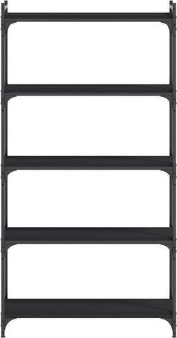 vidaXL - Boekenkast - 5-laags - 80x30x154 - cm - bewerkt - hout - zwart