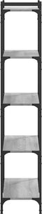 vidaXL - Boekenkast - 5-laags - 80x30x154 - cm - bewerkt - hout - grijs - sonoma - eiken